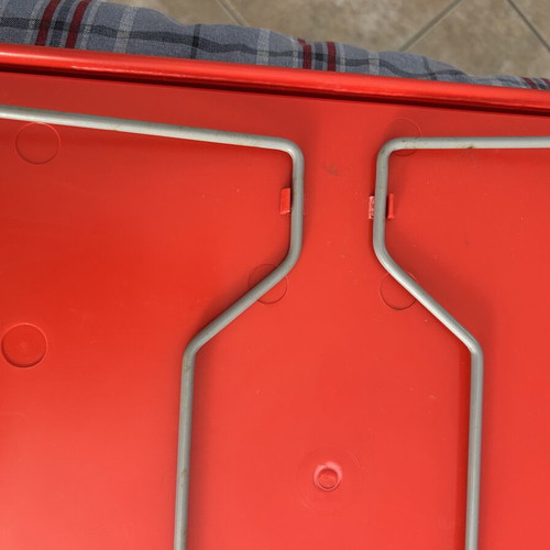 IKEA red plastic bed trays used, set of 2