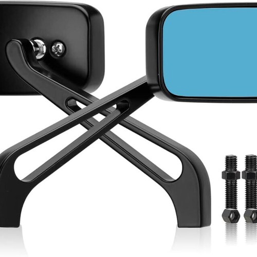 LKV Universal Motorcycle Mirrors with 8mm and 10mm Adapters for Harley and More