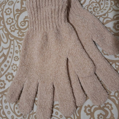 Beige chenille gloves new