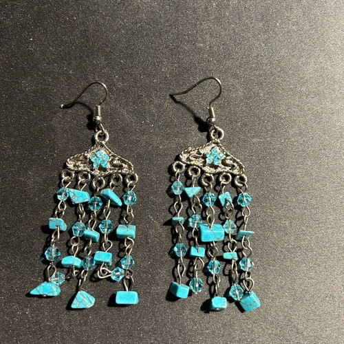 Boho earrings like new with blue stones