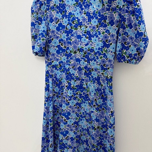 Floral short dress like new, size S, blue