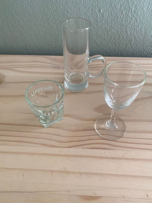 Shot glasses used, set of 3 pieces