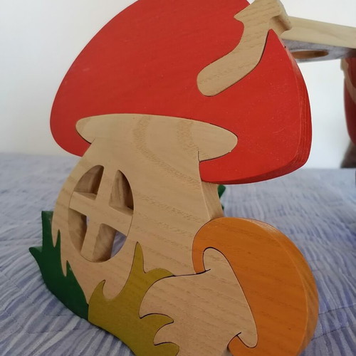 Gabeliz wooden mushroom house lamp for children's room