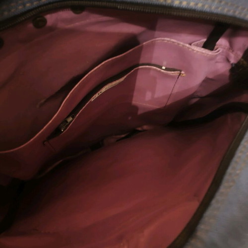 Handmade fabric backpack with leather details new blue brown