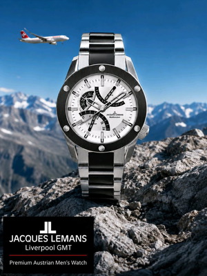 Jacques Lemans Liverpool GMT men's watch, Swiss cased, 10 ATM