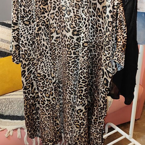 Animal Print Kimono new, satin fabric, one size