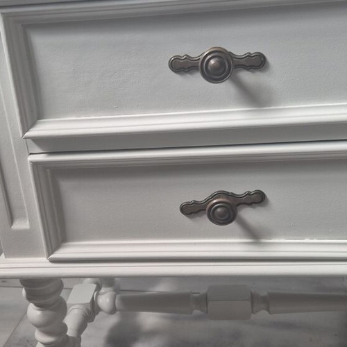 Nightstand made of walnut wood painted soft gray with chalk paint, like new