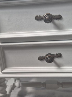 Nightstand made of walnut wood painted soft gray with chalk paint, like new