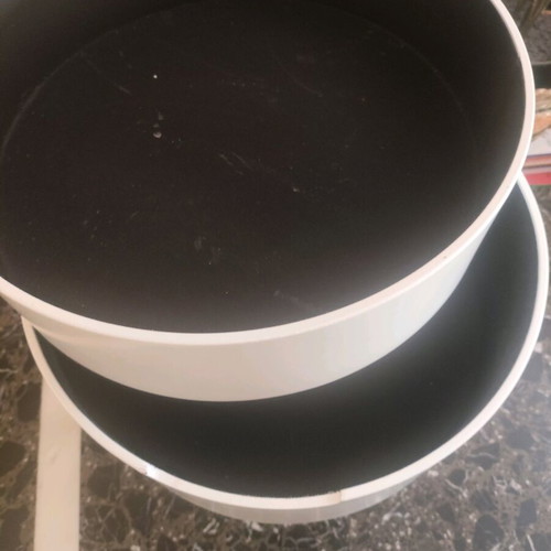 Side table used, round with storage