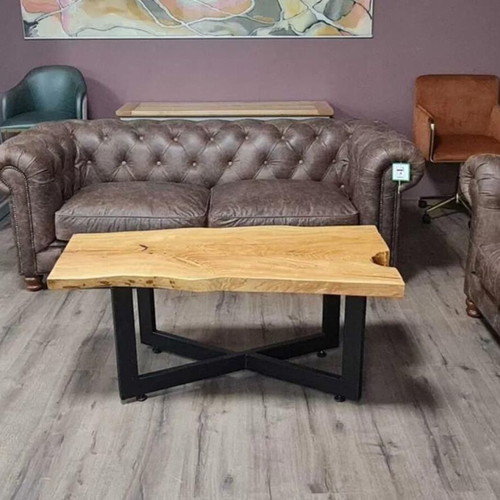 Solid wood coffee table with metal legs new, handmade