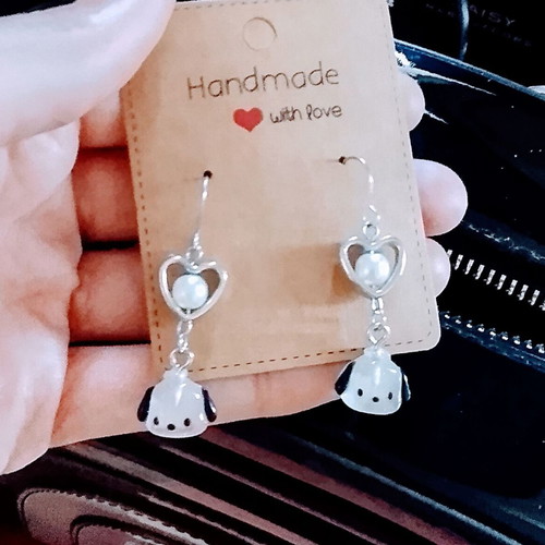 Pocacco earrings new, black and white