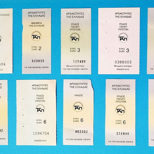Transport tickets used, pack of 31 pieces Rhodes