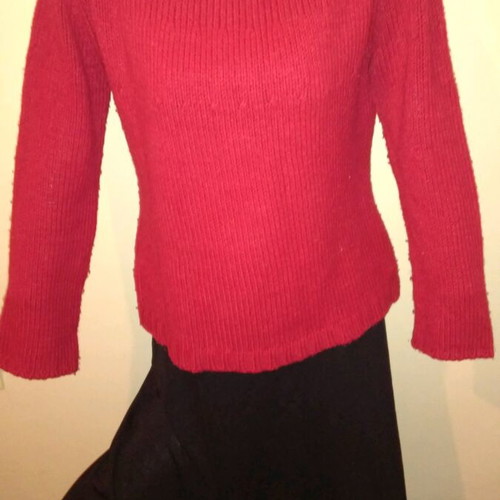 Blouse used red, warm, merino wool, size M