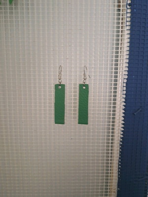 Long leather green earrings new