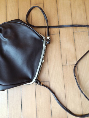 Dark Brown Crossbody Bag vintage, like new, artificial leather