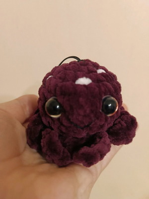 Handmade amigurumi octopus keychain new, red