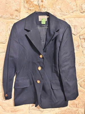 Polyxeni Design by Kostetsos Navy Blue Blazer used, gold buttons, size 40/L