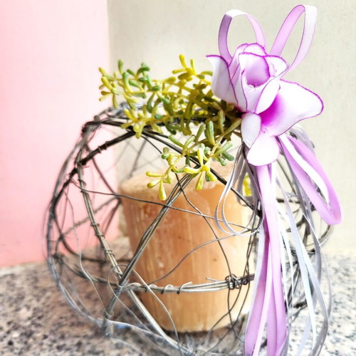 Handmade Wire Sphere Decor like new, Industrial Style