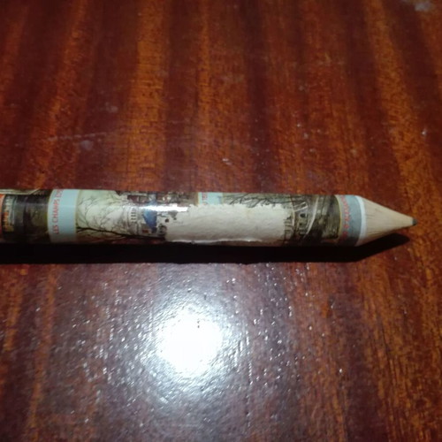 Large pencil used with cap and eraser, 38 cm long