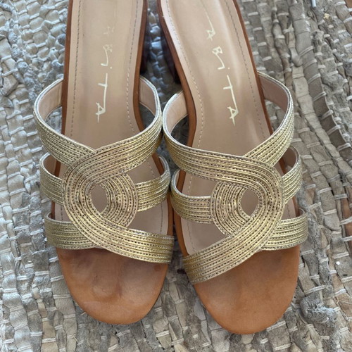 Tabita Brazil gold sandals size 38 with leather anatomical insole