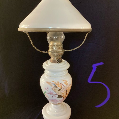 Antique glass oil lamp like new, height 62cm