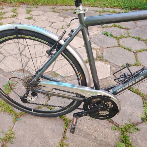 Ecorider 28" city bicycle, silver, Shimano gears, front suspension