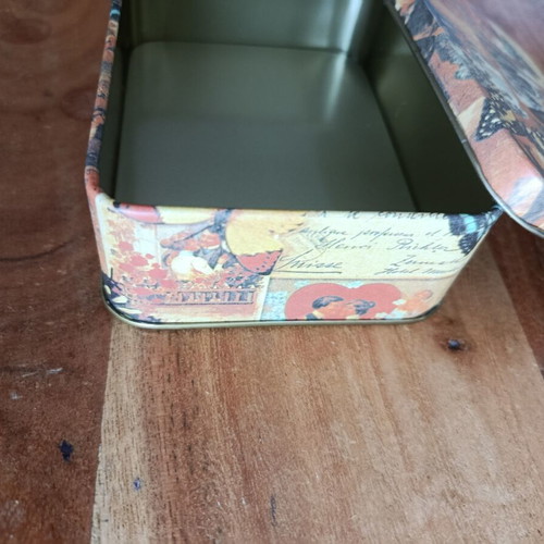 Vintage metal decorative storage box with butterflies like new