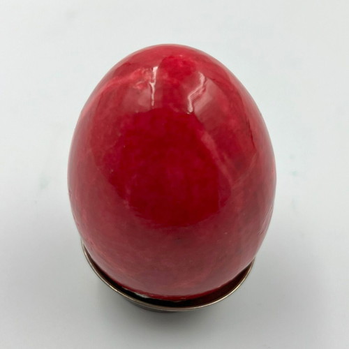 Alabaster red egg with silver 925 base made to order