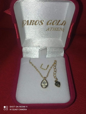 Silver Necklace 925 Faros Gold with Tear Pendant new, gold-plated
