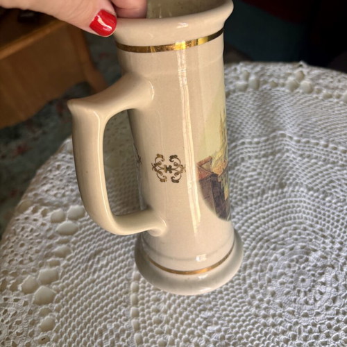Prague Ceramic Beer Stein Mug New, Tall Elegant Shape