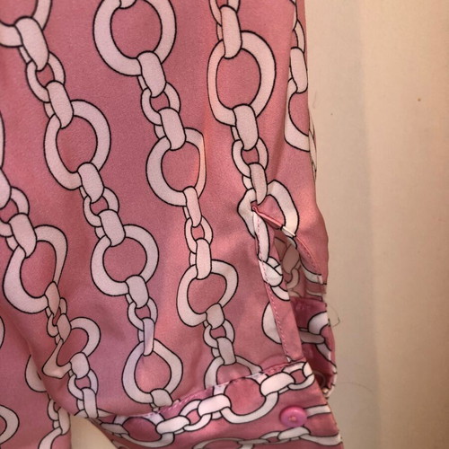 Zara loose tunic shirt pink printed satin like new, size L