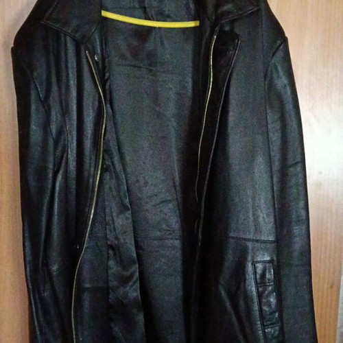 Leather jacket, black, size 5XL