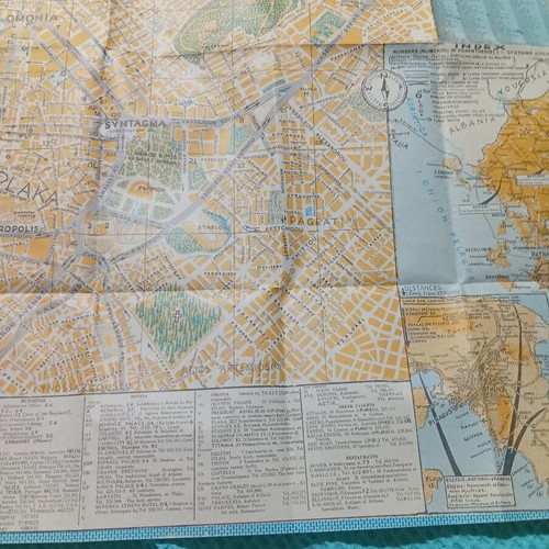 Vintage Athens Map Vellios Edition used, 1950s-60s