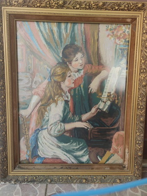 Piano Embroidery Painting used, classic framed artwork