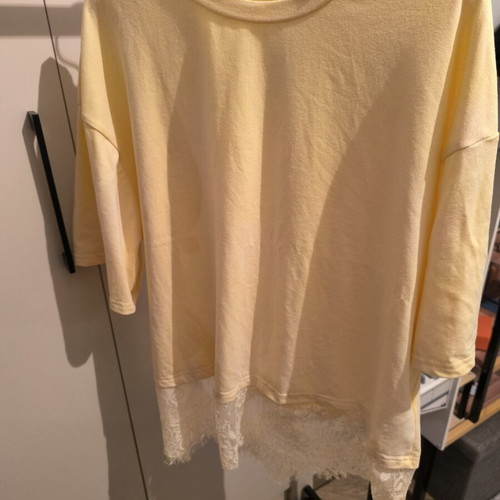 Shein yellow cotton t shirt with lace new, size L