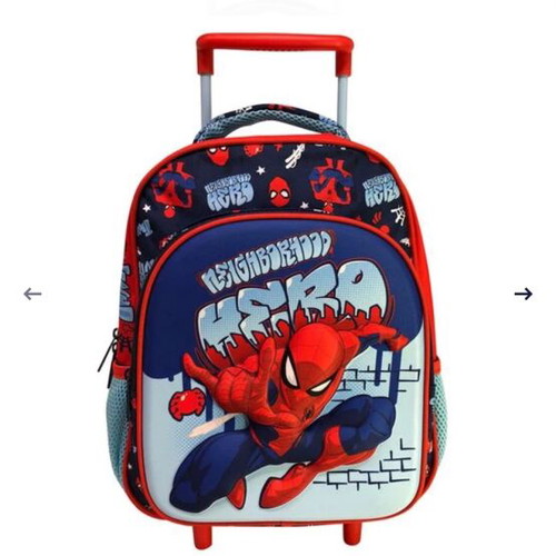 Spiderman preschool trolley school bag