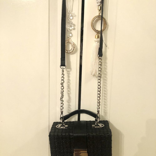 Zara rattan black crossbody bag used with chain