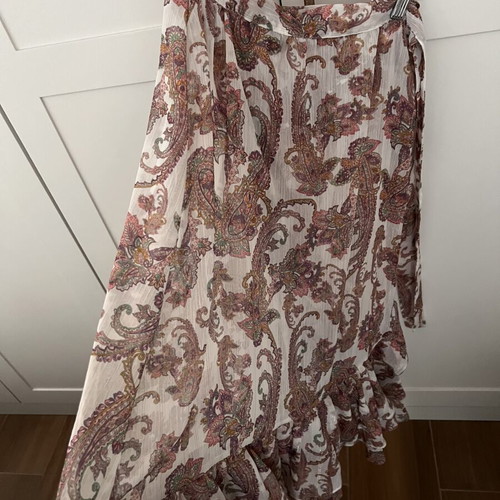 Dlv wrap skirt with ruffles and colorful summer design