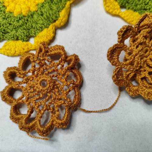 Vintage knitted crafts and embroidery used, assorted pieces