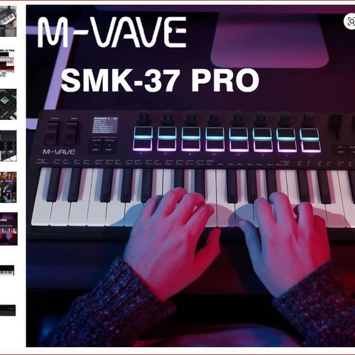 M-VAVE SMK-37 PRO MIDI Keyboard new with 16 RGB pads and Bluetooth
