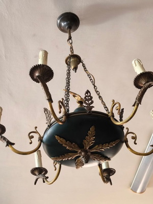 Empire style vintage bronze chandelier like new, 6 arms, 1920s