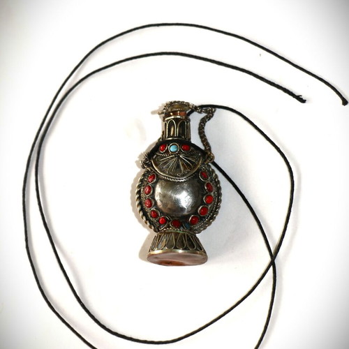 Tibetan Flask Pendant new with semi-precious stones
