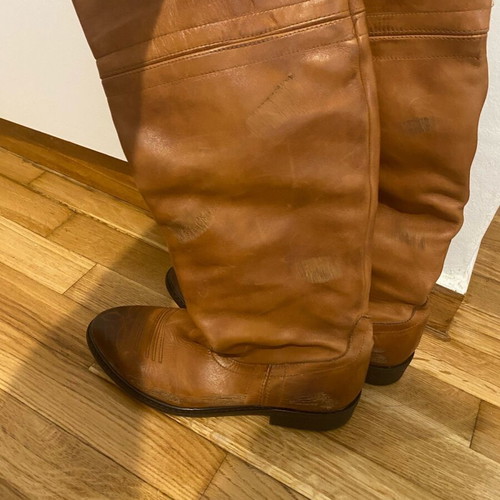 Leather cowboy boots brown size 38 like new