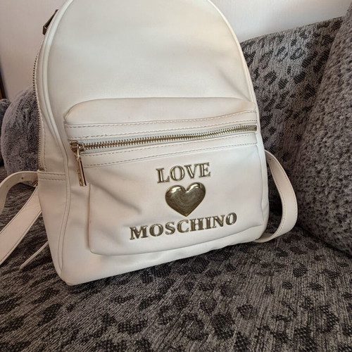 Love Moschino white backpack like new with gold details