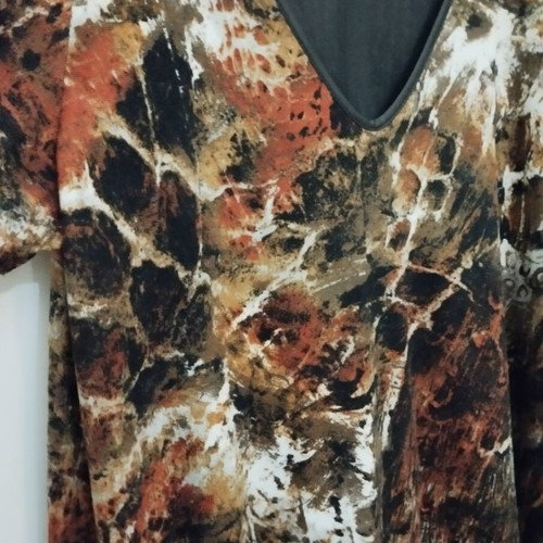 Dress M-L like new, brown-black, elastic fabric with satin finish