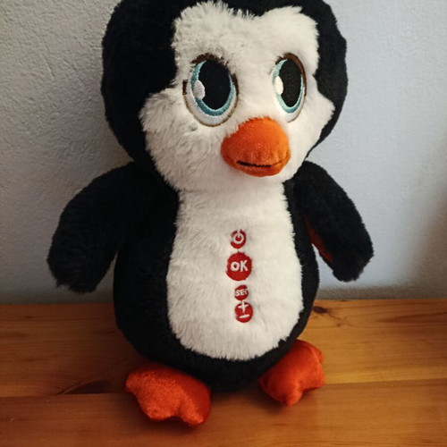 Talking Penguin plush toy like new, interactive and alarm clock