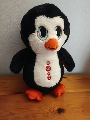 Talking Penguin plush toy like new, interactive and alarm clock