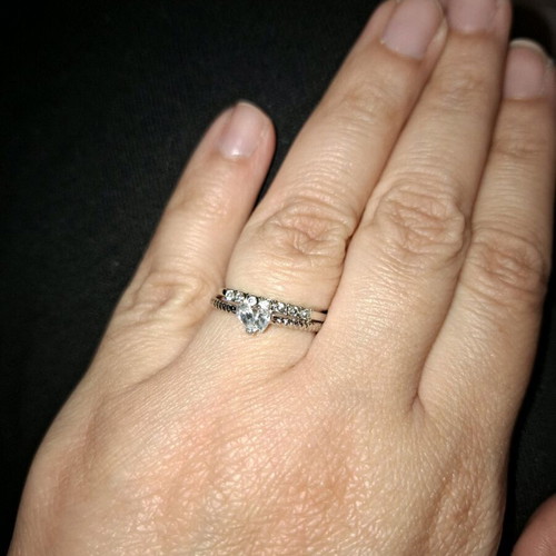 Bijou ring set new, silver, adjustable size