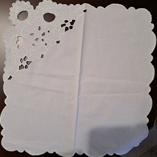 Handmade napkins used, set of 4 with cut embroidery