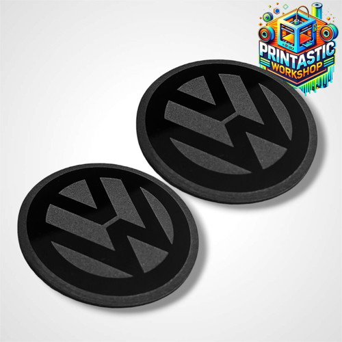 Volkswagen 69mm cup holder covers new, gloss black plexiglass set of 2